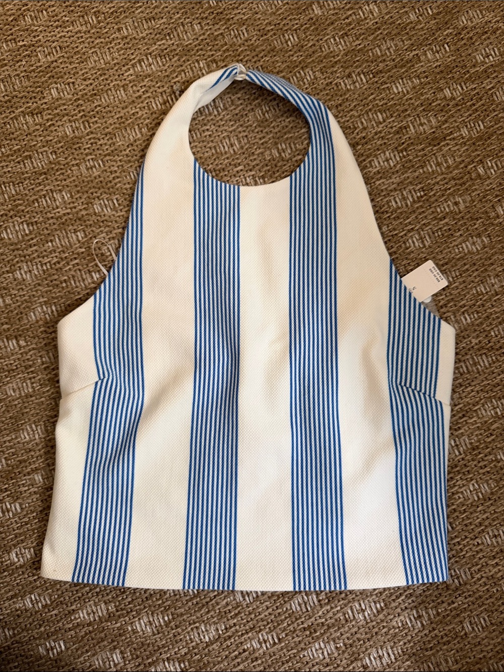 Anthropologie Striped Halter Crop Top - Blue & White